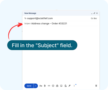 Screenshot showing subject line field